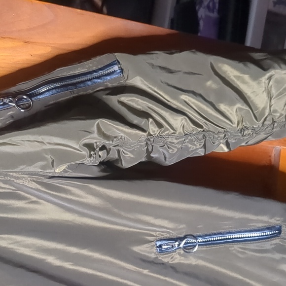 PARISIAN COLLECTION* military/moto jacket knit cuffs waist& neck multi zip sz SM - Picture 4 of 13